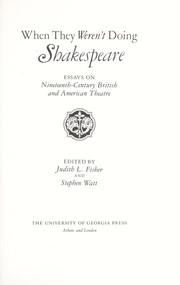 Cover of: When they weren't doing Shakespeare by edited by Judith L. Fisher and Stephen Watt.