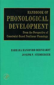 Cover of: Handbook of phonological development from the perspective of constraint-based nonlinear phonology