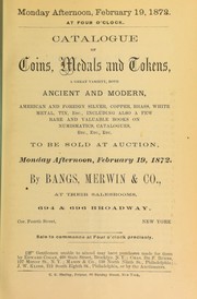 Cover of: Catalogue of coins, medals and tokens ...