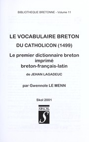 Le vocabulaire breton du Catholicon (1499) by Gwennole Le Menn