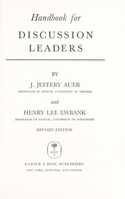 Cover of: Handbook for discussion leaders by John Jeffery Auer