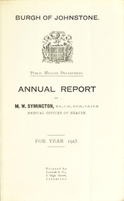 [Report 1923] by Johnstone (Scotland). Burgh Council