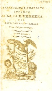 Cover of: Osservazioni pratiche intorno alla lue venerea