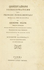 Cover of: Osservazioni teorico-pratiche sui principi fondamentali della medicina ...