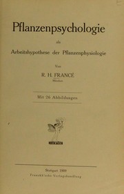 Cover of: Pflanzenpsychologie als arbeitshypothese der pflanzenphysiologie