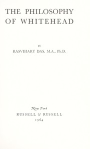 Cover of: The philosophy of Whitehead.