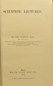 Cover of: Scientific lectures by Sir John Lubbock