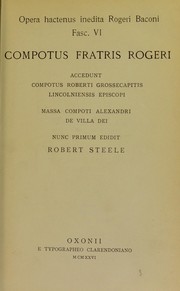 Cover of: Opera hactenus inedita Rogeri Baconi ...