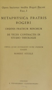 Cover of: Opera hactenus inedita Rogeri Baconi ...