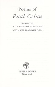 Cover of: Poems of Paul Celan
