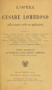 Cover of: L'opera di Cesare Lombroso nella scienza e nelle sue applicazioni