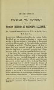 Cover of: Observations on the progress and tendency of some of the modern methods of scientific research
