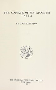 Cover of: The coinage of Metapontum by Ann Johnston