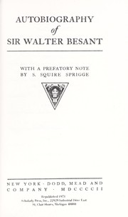 Cover of: Autobiography of Sir Walter Besant