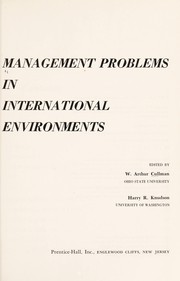 Cover of: Management problems in international environments. by W. Arthur Cullman