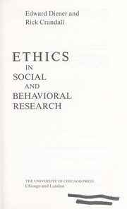 Cover of: Ethics in social and behavioral research