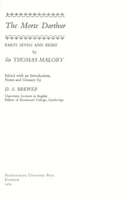 Cover of: The Morte Darthur, parts seven and eight. by Thomas Malory