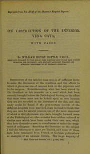 Cover of: On obstruction of the inferior vena cava, with cases