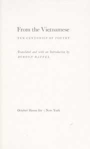 Cover of: From the Vietnamese; ten centuries of poetry