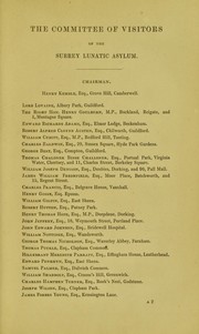 Report of the Committee of Visitors of the Surrey Lunatic Asylum by Surrey Lunatic Asylum