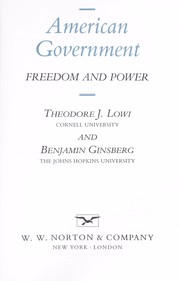 Cover of: American government by Theodore J. Lowi