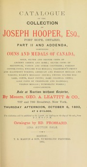 Cover of: Catalogue of the collection of Joseph Hooper, esq., Port Hope, Ontario