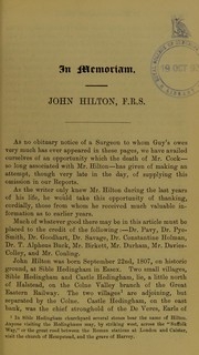 Cover of: In memoriam: John Hilton, F.R.S.