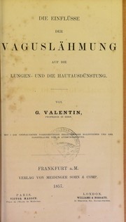 Cover of: Die Einfl©ơsse der Vagusl©Þhmung auf die Lungen- und die Hautausd©ơnstung