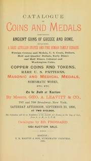 Cover of: Catalogue of coins and medals ...