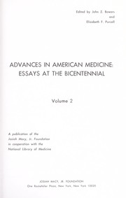 Cover of: Advances in American medicine: essays at the Bicentennial