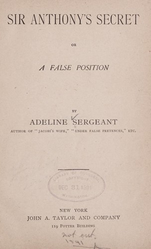 Sir Anthony's secret