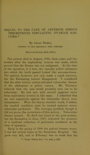Sequel to the case of anterior serous perimetritis simulating ovarian sarcoma by Alban Henry Griffiths Doran