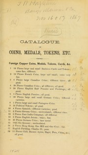 Cover of: Catalogue of coins, medals, tokens, etc