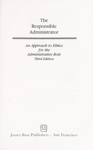 The Responsible Administrator 1990 Edition Open Library