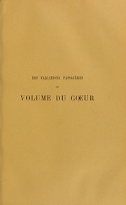 Cover of Des variations passag©·res de volume du coeur by foubert georges