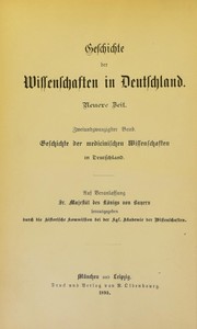 Cover of: Geschichte der medecinischen Wissenschaften in Deutschland