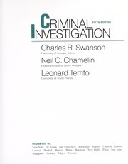 Cover of: Criminal investigation by Charles R. Swanson, Charles R. Swanson