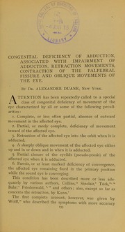 Cover of: Congenital deficiency of abduction, associated with impairment of adduction, retraction movements, contraction of the palpebral fissure, and oblique movements of the eye