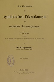 Cover of: Zur Kenntniss der syphilitischen Erkrankungen des centralen Nervensystems ...