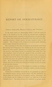 Cover of: Report on dermatology: syphilis and other exanthemata