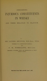 Cover of: Concerning injurious constituents in whisky and their relation to flavour