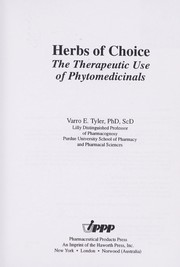 Cover of: Herbs of choice: the therapeutic use of phytomedicinals