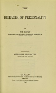 Cover of: The diseases of personality
