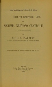 Cover of: Sulle vie linfatiche del sistema nervoso centrale: 5a. comunicazione