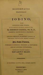 Cover of: Dissertatio inauguralis de iodino ... by Rigby, Edward