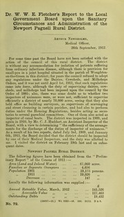 Dr. W.W.E. Fletcher's report to the Local Government Board upon the sanitary circumstances and administration of the Newport Pagnell Rural District by Wilfred W. E. Fletcher