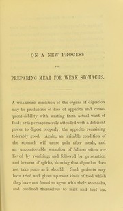Cover of: On a new process for preparing meat for weak stomachs
