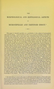 Cover of: The morphological and histological aspects of microcephalic and cretinoid idiocy by Fletcher Beach