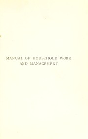Cover of: Manual of household work and management