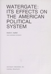 Cover of Watergate: its effects on the American political system